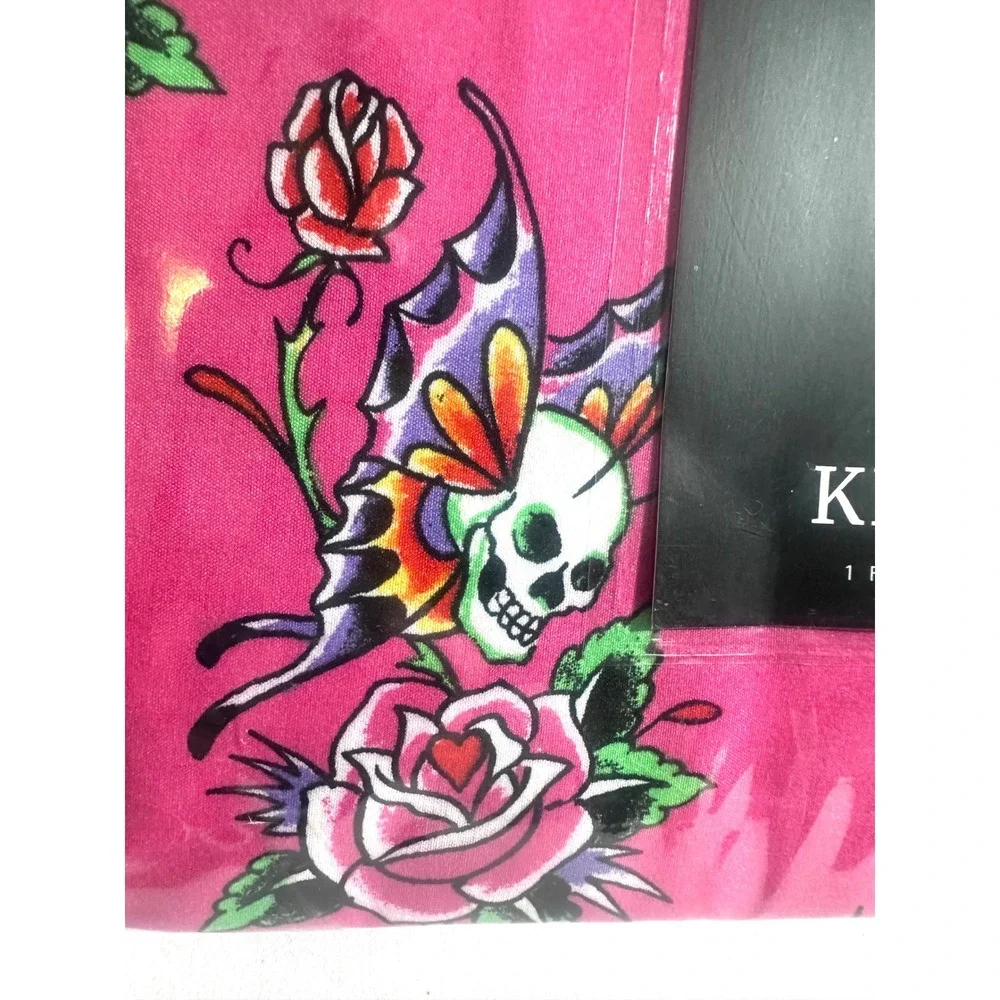 Ed Hardy King Sheet Set 4pc Pink Skull Butterfly Rose Tattoo Y2K Whimsigoth NEW
